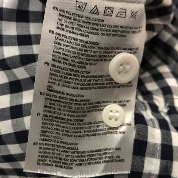 Navy Blue Gingham Button Down Shirt - Picture 2 of 6